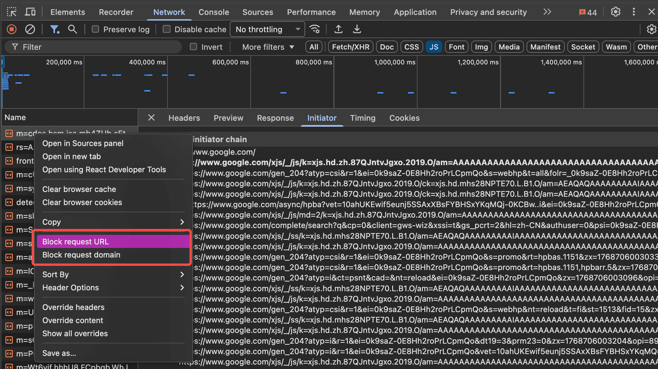 Network block request