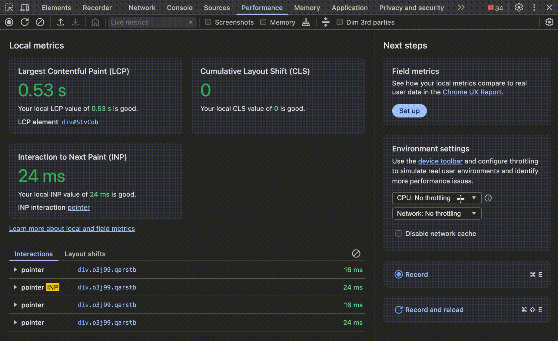 Performance CPU throttling